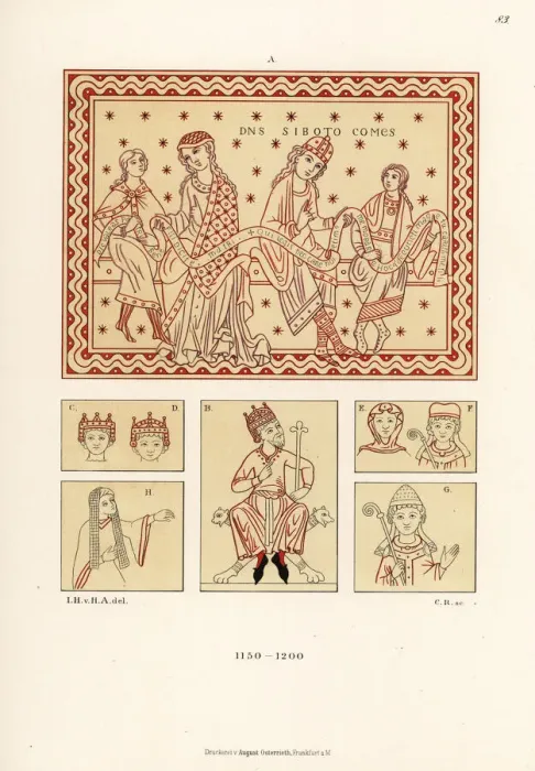 Framed Print : Count Sigiboto, wife Hildegard and other 12th century Framed Print : Count Sigiboto, wife Hildegard and other 12th century