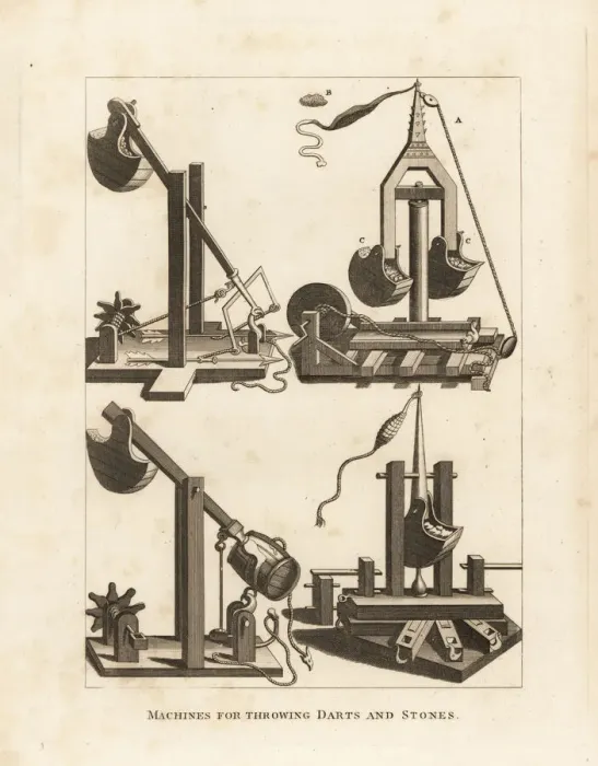 Framed Print : Counterweight machines for throwing darts and stones Framed Print : Counterweight machines for throwing darts and stones