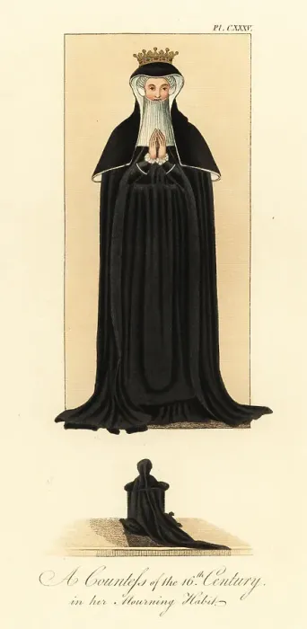Framed Print : Countess in mourning robes, 16th century Framed Print : Countess in mourning robes, 16th century
