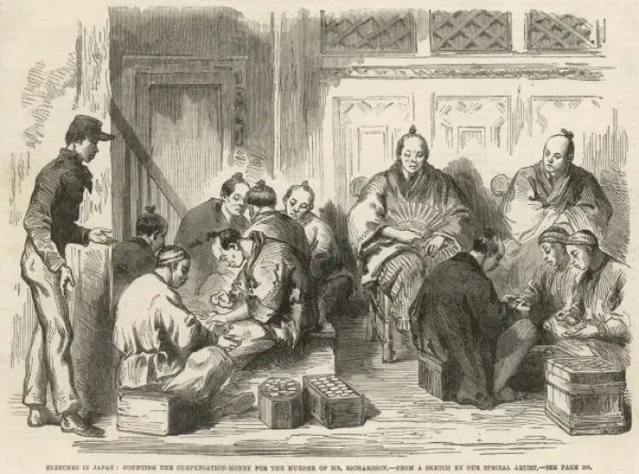 Framed Print : Counting compensation money for murder of Mr Richardson Framed Print : Counting compensation money for murder of Mr Richardson