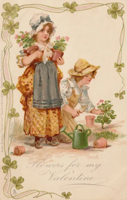 Framed Print : Country folk. Young gardeners Framed Print : Country folk. Young gardeners