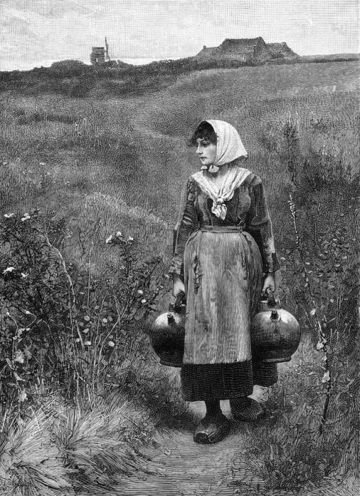 Framed Print : A country girl fetching water Framed Print : A country girl fetching water