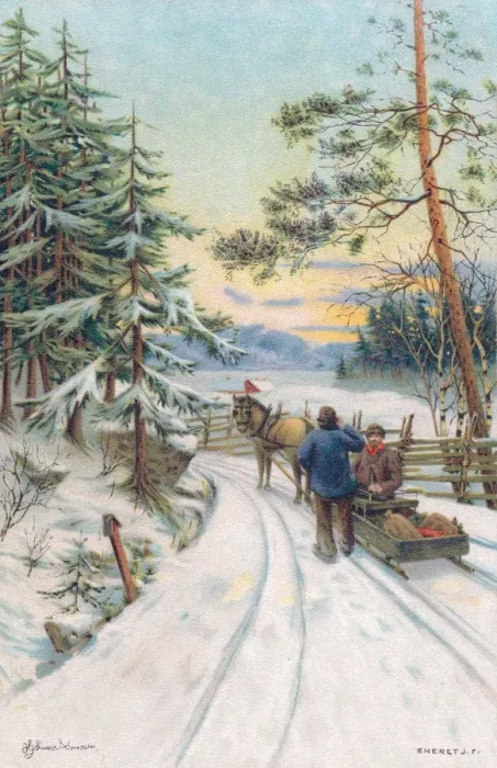 Framed Print : Country lane with snow on a Christmas card Framed Print : Country lane with snow on a Christmas card