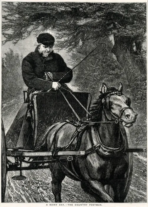 Framed Print : Country postman 1877 Framed Print : Country postman 1877