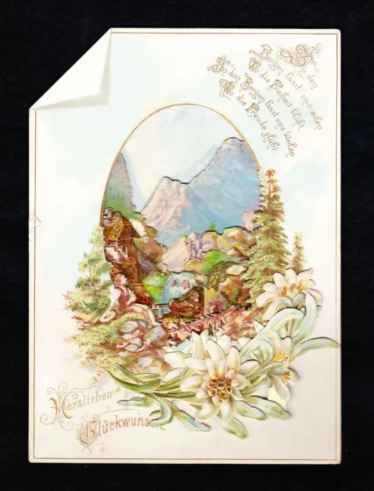 Framed Print : Country scene on a German greetings card Framed Print : Country scene on a German greetings card