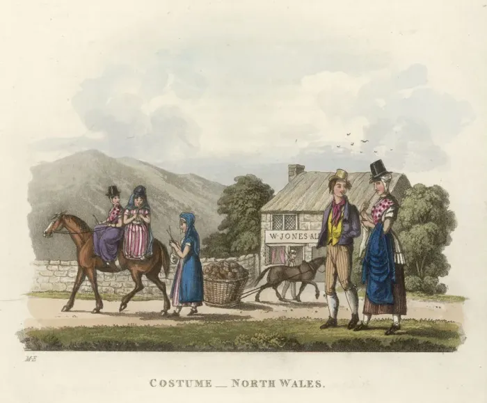 Framed Print : Country Scene with Traditional North Wales Clothes Framed Print : Country Scene with Traditional North Wales Clothes
