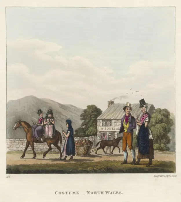 Framed Print : Country Scene with Traditional North Wales Clothes Framed Print : Country Scene with Traditional North Wales Clothes