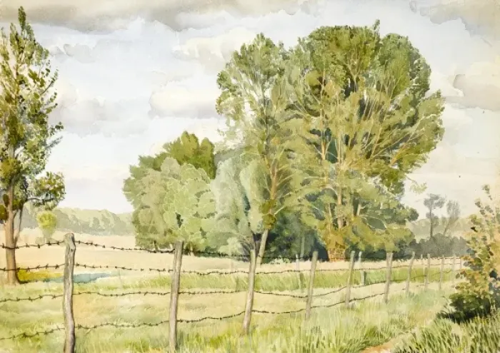 Framed Print : Country scene with trees and fields Framed Print : Country scene with trees and fields