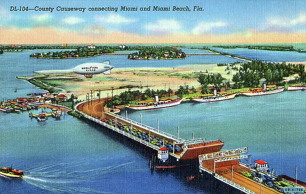 County Causeway connecting Miamai and Miami Beach, Florida