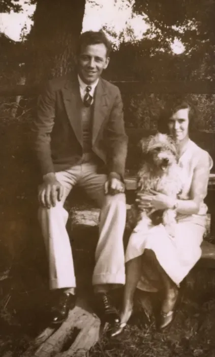 Framed Print : Couple with dog Framed Print : Couple with dog