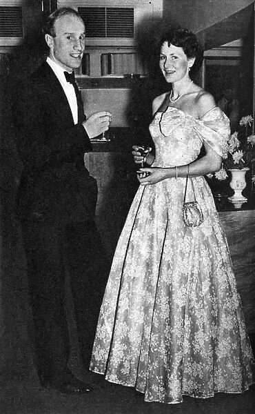 Couple at Downhill Only Club celebration, 1954