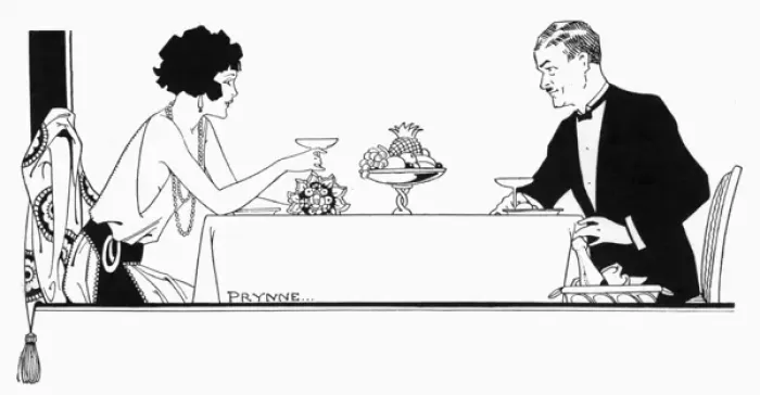 Framed Print : Couple enjoying dinner, 1929 Framed Print : Couple enjoying dinner, 1929