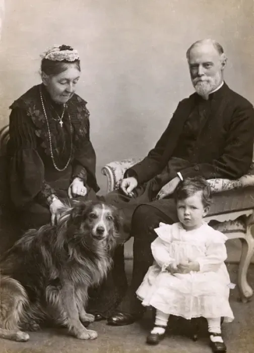 Framed Print : Couple with grandson and dog Framed Print : Couple with grandson and dog