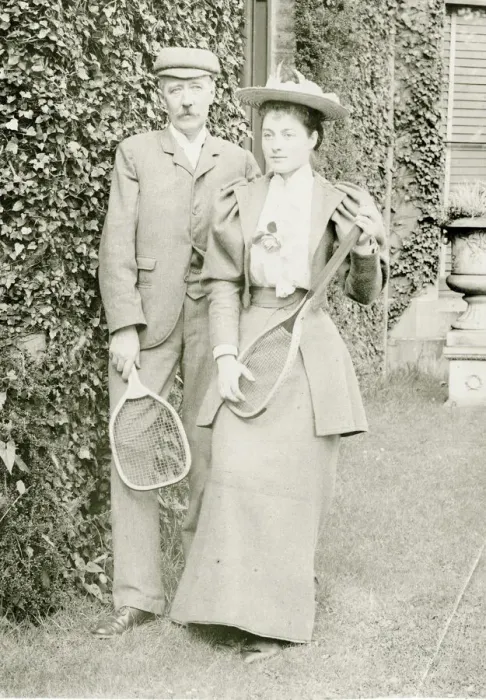 Framed Print : Couple posing with tennis rackets Framed Print : Couple posing with tennis rackets