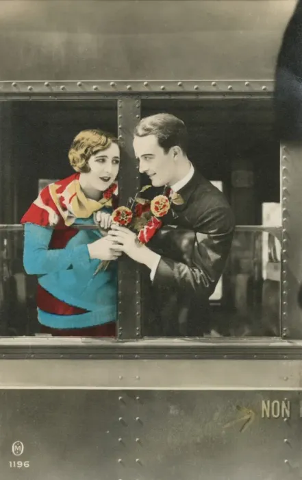 Framed Print : Couple in a railway carriage Framed Print : Couple in a railway carriage