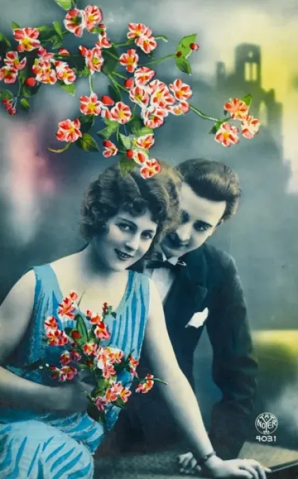 Framed Print : Couple with Roses 1920S? Framed Print : Couple with Roses 1920S?