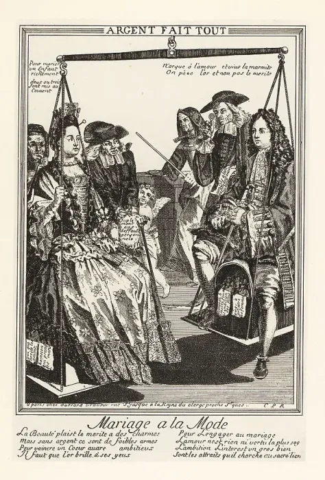 Framed Print : A couple sits in a balance to compare assets before marriage, 17 Framed Print : A couple sits in a balance to compare assets before marriage, 17