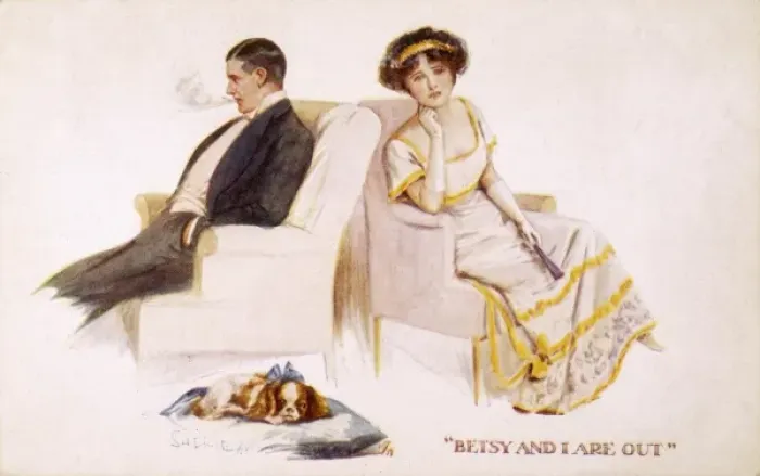 Framed Print : Couple and Spaniel Framed Print : Couple and Spaniel