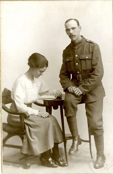 Couple in studio photo, WW1