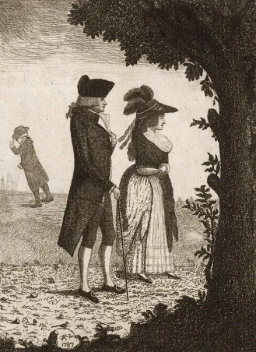 Framed Print : Couple out walking, 1787 Framed Print : Couple out walking, 1787