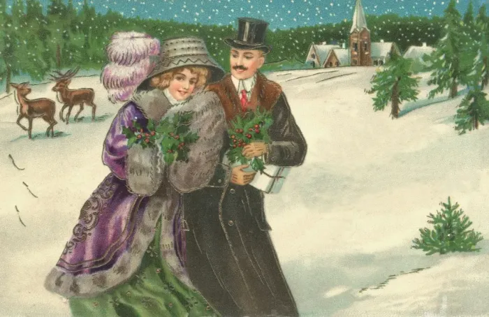 Framed Print : A couple walking in the snow Framed Print : A couple walking in the snow