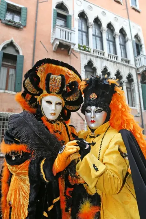 Framed Print : Couple wearing Venice Carnival Costumes Framed Print : Couple wearing Venice Carnival Costumes