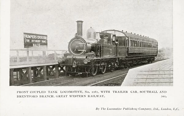 Front coupled tank locomotive no 1165, with trailer car