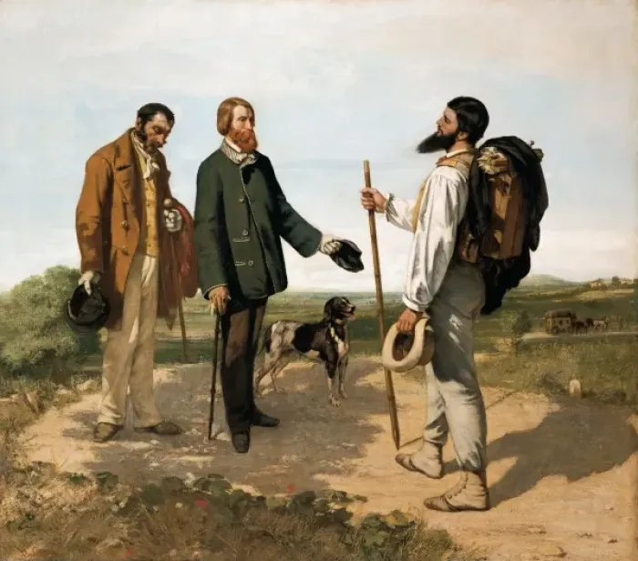 Framed Print : COURBET, Gustave (1819-1877). The Meeting, or Framed Print : COURBET, Gustave (1819-1877). The Meeting, or
