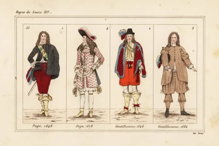 Framed Print : Court costumes: pages 1648 and 1678, gentlemen 1646 and 1664 Framed Print : Court costumes: pages 1648 and 1678, gentlemen 1646 and 1664
