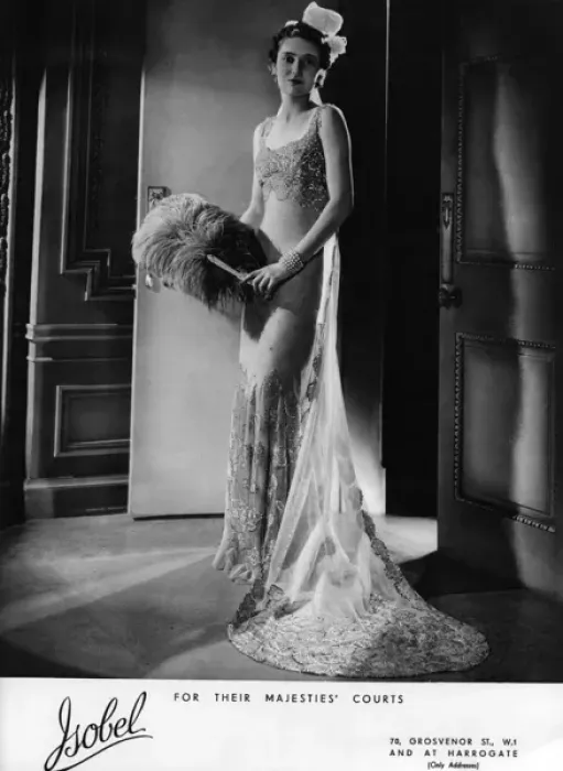 Framed Print : Court gown by Isobel 1938 Framed Print : Court gown by Isobel 1938