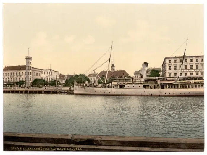 Framed Print : Court house and hotels, Swinemunde, Pommeraina, Germany (i. e Framed Print : Court house and hotels, Swinemunde, Pommeraina, Germany (i. e