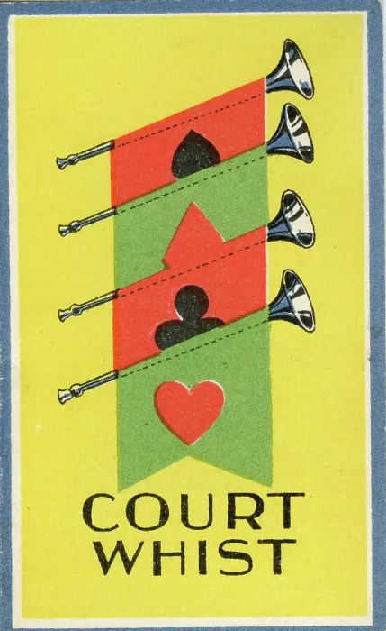 Framed Print : Court Whist playing cards scorecard, royal fanfare trumpets Framed Print : Court Whist playing cards scorecard, royal fanfare trumpets