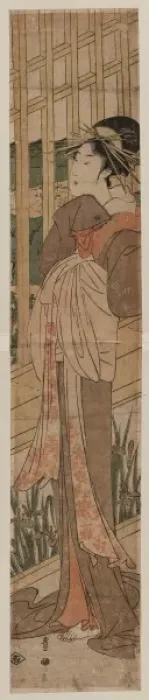 Framed Print : Courtesan gazing at Nihon embankment Framed Print : Courtesan gazing at Nihon embankment