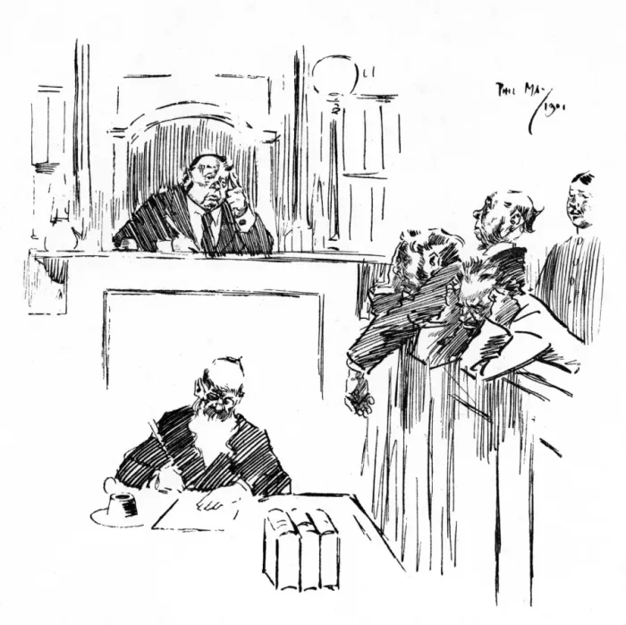 Framed Print : Courthouse scene in Australia - cartoon by Phil May Framed Print : Courthouse scene in Australia - cartoon by Phil May
