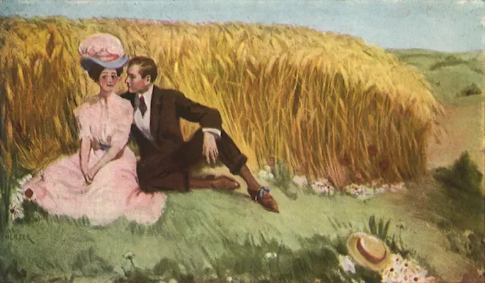 Framed Print : Courting by Wheat Field Date: 1920 Framed Print : Courting by Wheat Field Date: 1920