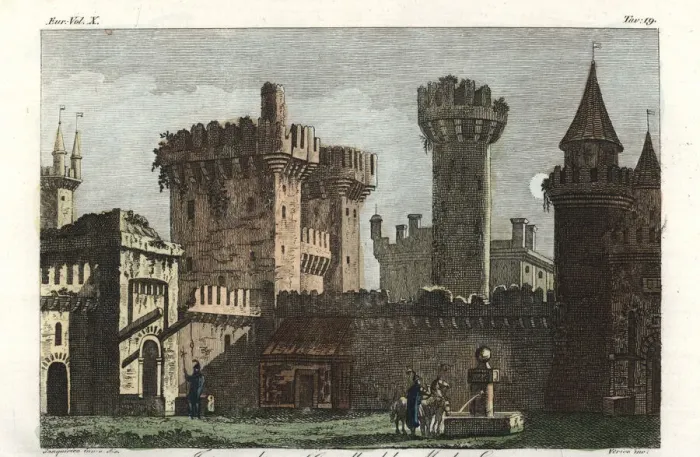Framed Print : Courtyard and well within the castle built Framed Print : Courtyard and well within the castle built