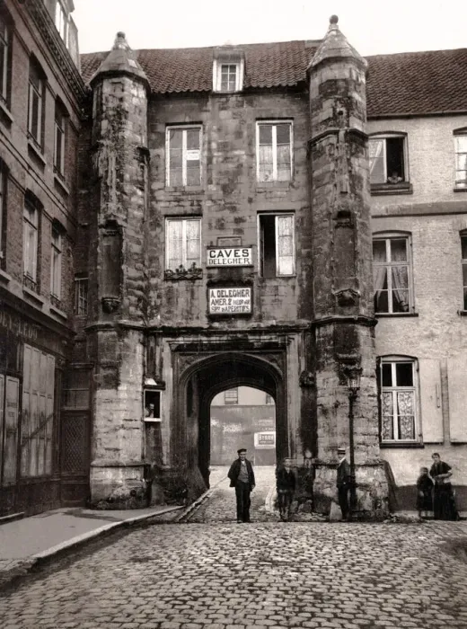 Framed Print : Courtyard and cobbled street in Calais, France Framed Print : Courtyard and cobbled street in Calais, France
