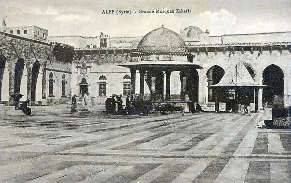 Courtyard of The Great Umayyad Mosque of Aleppo, Syria. The mosque is purportedly home to