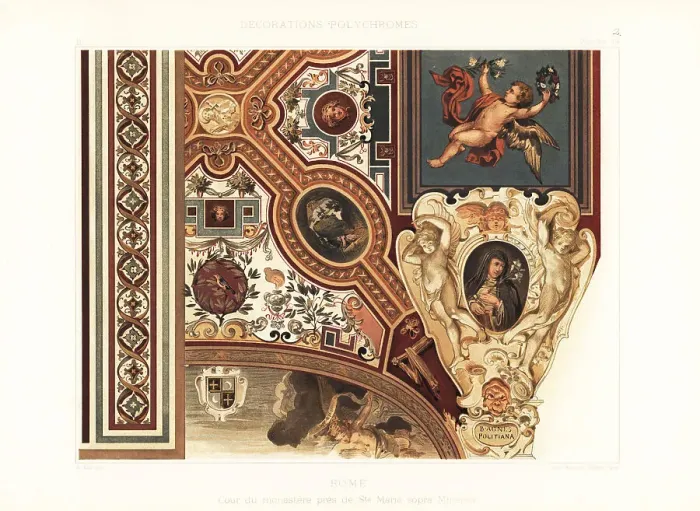 Framed Print : Courtyard of a monastery, Rome, 17th century Framed Print : Courtyard of a monastery, Rome, 17th century