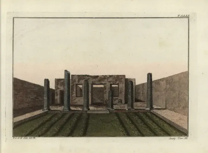 Framed Print : Courtyard in a Roman house with columns Framed Print : Courtyard in a Roman house with columns