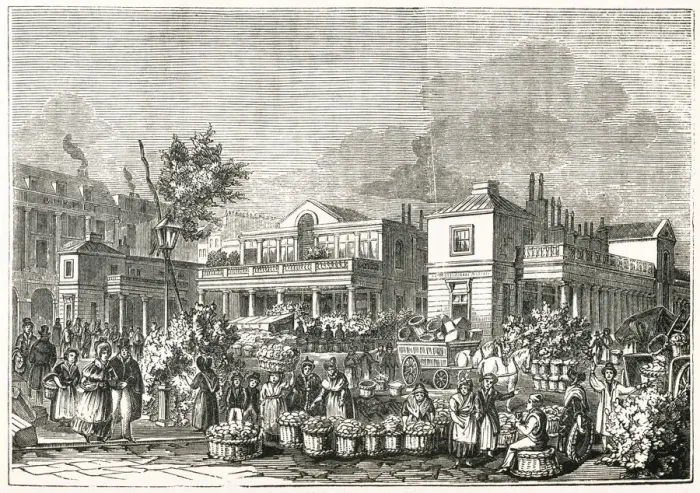 Framed Print : Covent Garden Market 1830s Framed Print : Covent Garden Market 1830s