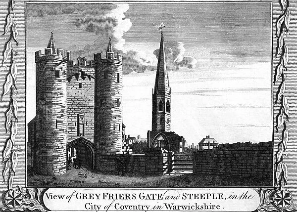 COVENTRY. Greyfriars Gate and Steeple, Coventry, Warwickshire Date: circa 1780