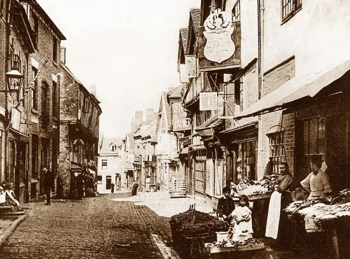Framed Print : Coventry Butcher Row early 1900s Framed Print : Coventry Butcher Row early 1900s