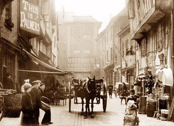 Framed Print : Coventry Butcher Row early 1900s Framed Print : Coventry Butcher Row early 1900s