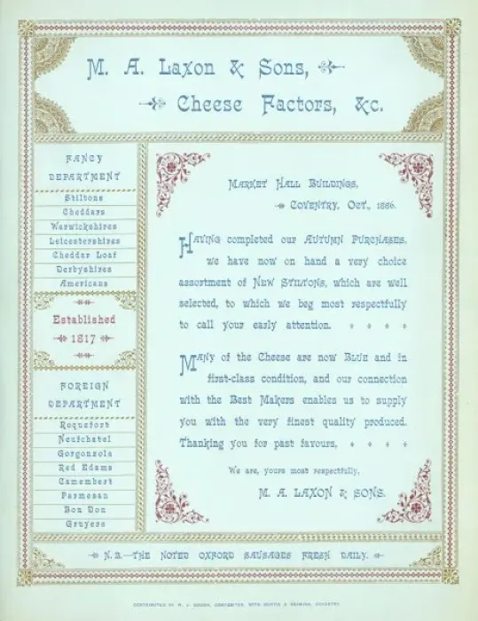 Framed Print : Coventry Cheese Notice