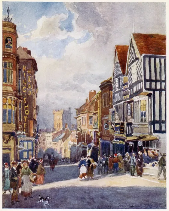 Framed Print : Coventry, Warwickshire: a busy street. Date: 1906