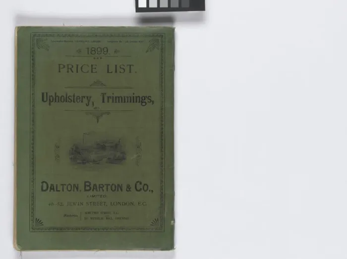 Framed Print : Back cover of 1899 Price List, Upholstery, Trimmings &c Framed Print : Back cover of 1899 Price List, Upholstery, Trimmings &c