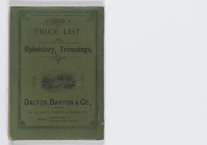 Framed Print : Back cover of 1899 Price List, Upholstery, Trimmings &c Framed Print : Back cover of 1899 Price List, Upholstery, Trimmings &c