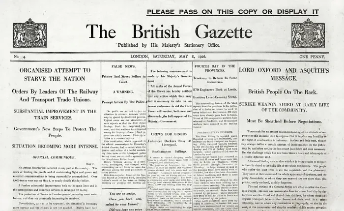 Framed Print : Front cover, The British Gazette, General Strike, 1926