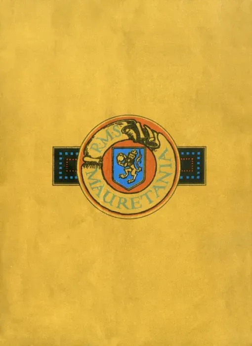 Framed Print : The Back cover of a brochure for the Cunard Liner Mauretania